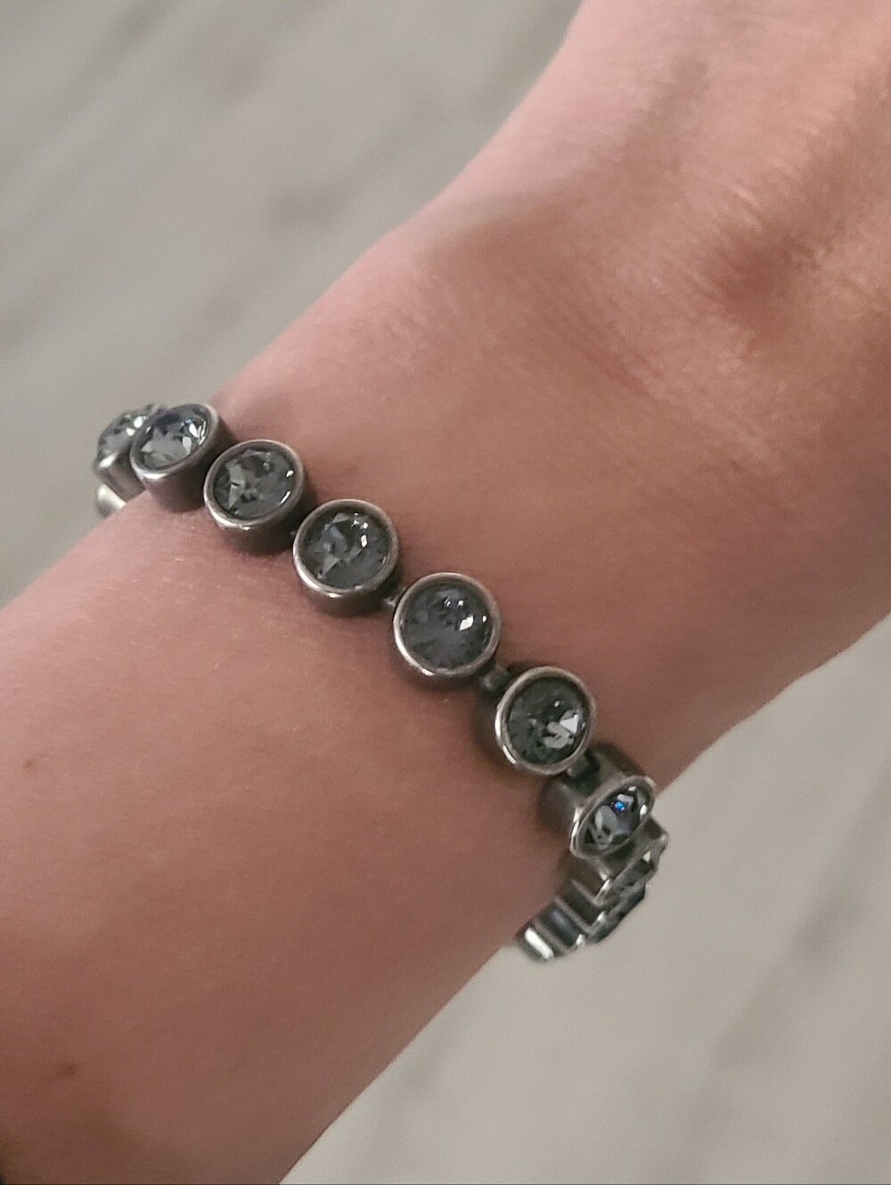 Rare Touchstone Crystal by Swarovski Ice Bracelet Dark Grey- Great Condition